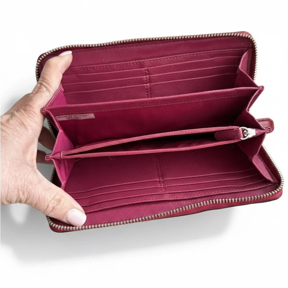 Coach Cherry Red Leather Zip Wallet - Picture 3 of 7